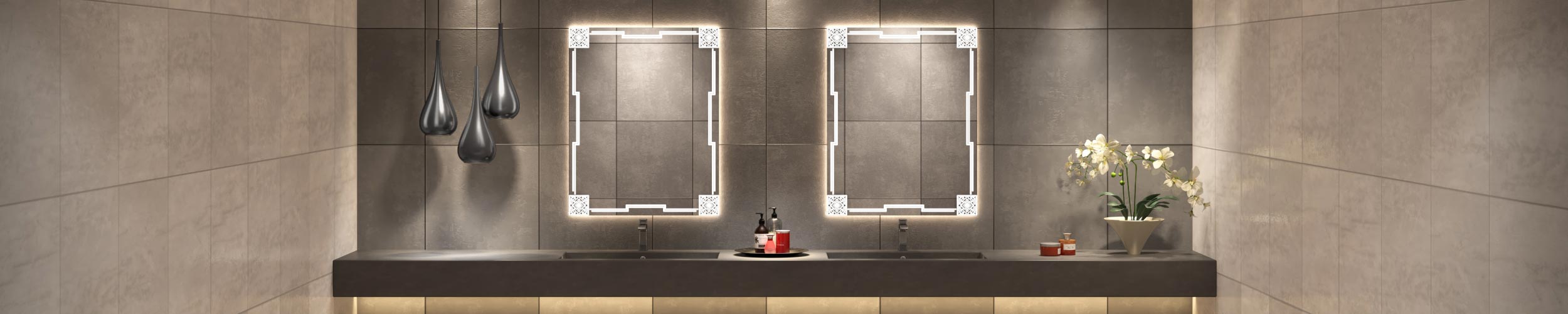 Double Sink Grand Mirrors Etch Mirror in Gatsby Design