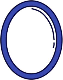 Gold circle mirror icon, symbolizing the thinnest glass and polished edges.