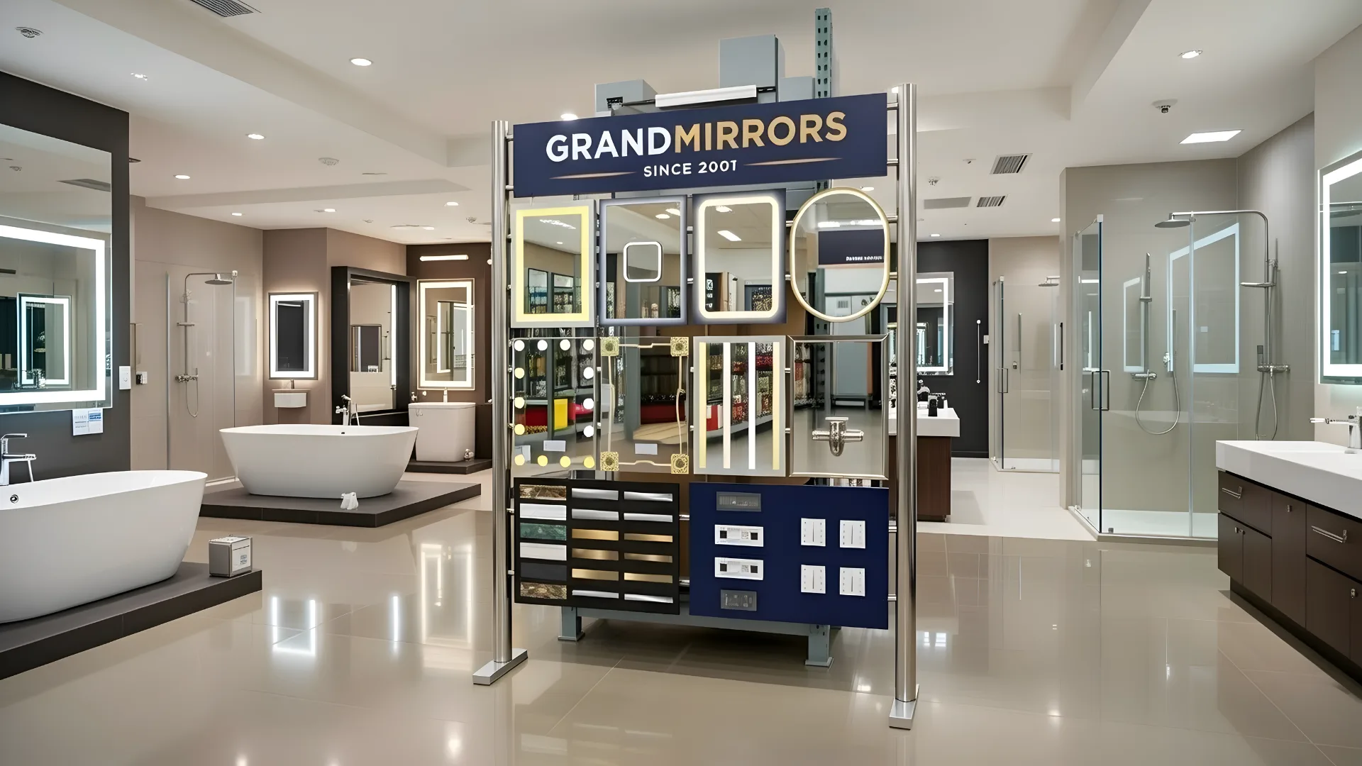 Wall-mounted stunning mirrors above the sink perfect design for the bathroom.